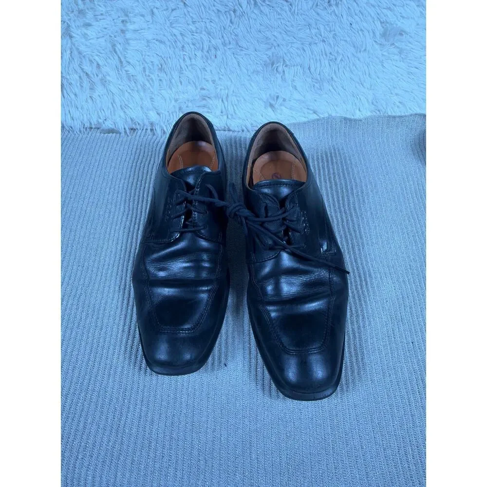 Ecco Shoes Mens Size 41 EU Black Leather Oxford Extra Width Made Portugal
